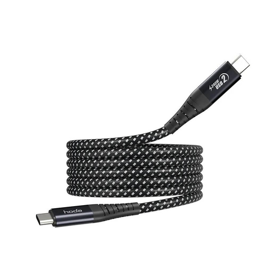 HODA 2M 240W Quick Charging USB 2.0 TYPE-C to C & Data Sync Braided Speed Cable with Magnetic Winding Up