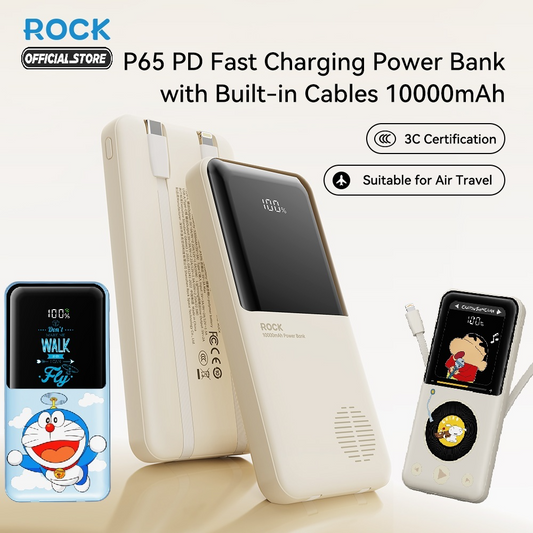 DORAEMON P65 PD Fast Charging Power Bank with Built-in Cables