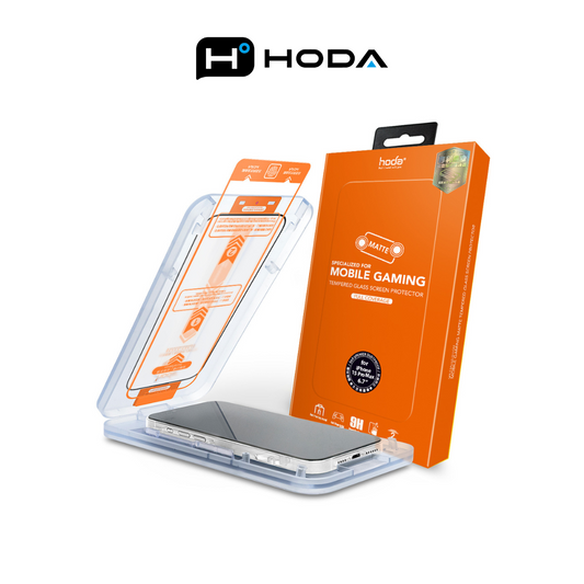HODA iPhone 15 & iPhone 16 (Matte) Gaming Anti-Glare Full Coverage Tempered Glass Screen Protector for - With Helper