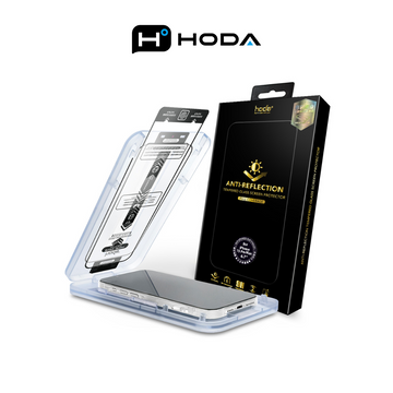 HODA iPhone 15 Plus & iPhone 16 Plus (Flagship) Anti-Reflection Full Coverage Tempered Glass Screen Protector - With Helper