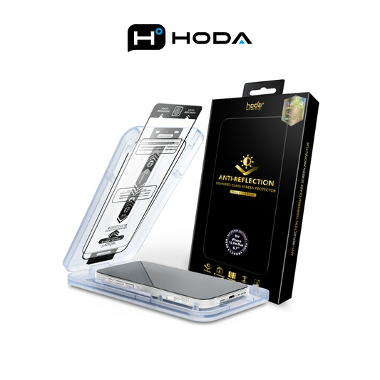 HODA iPhone 15 Plus & iPhone 16 Plus (Flagship) Anti-Reflection Full Coverage Tempered Glass Screen Protector - With Helper