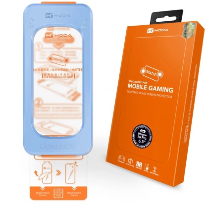 HODA Matte Gaming Anti-Glare Glass Full Coverage Screen Protector for iP18PRO with Dust-Free Helper