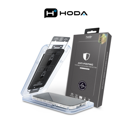 HODA iPhone 15 & iPhone 16 (Privacy) Anti-Peeper Full Coverage Tempered Glass Screen Protector - With Helper