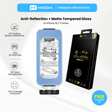 HODA Anti-Reflection (Matte) Glass Full Coverage Screen Protector (Dual Function) for iP18PRO with Dust-Free Helper