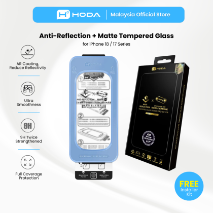 HODA Anti-Reflection (Matte) Glass Full Coverage Screen Protector (Dual Function) for iP18PROMAX with Dust-Free Helper