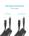 HODA 2M 240W Quick Charging USB 2.0 TYPE-C to C & Data Sync Braided Speed Cable with Magnetic Winding Up