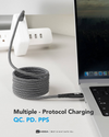 HODA 2M 240W Quick Charging USB 2.0 TYPE-C to C & Data Sync Braided Speed Cable with Magnetic Winding Up