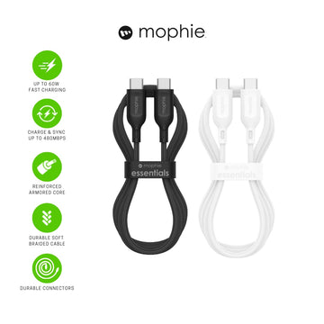 MOPHIE Essential USB C to C Braided 60W Cable - 1M