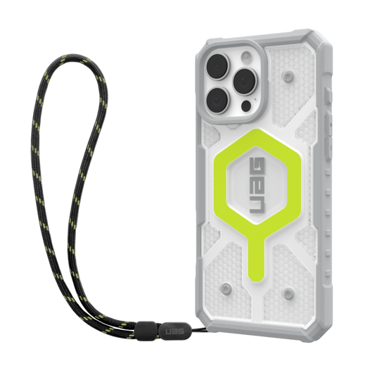 UAG iPhone 16 Pro Max Pathfinder Clear MgSf Bundle - Active Neon Lanyard